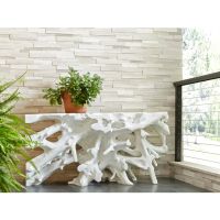 Solid-White Root Console Table - Available by Special Order: Some lifestyle images are created with AI for visualization purposes. Crafted from natural solid wood, each piece is unique and will vary.