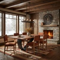 Rustic Live-Edge Dinging Table: Some lifestyle images are created with AI for visualization purposes. Crafted from natural solid wood, each piece is unique and will vary.