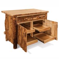 Aspen Highlands Rustic Kitchen Island W/ Open Doors