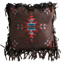 Turquoise Chamarro Embroidered Cross Pillow