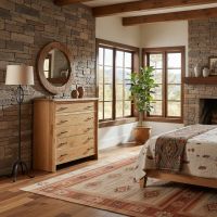 Rustic Chest of Drawers: Some lifestyle images are created with AI for visualization purposes. Crafted from natural solid wood, each piece is unique and will vary.