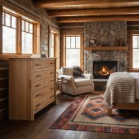 Rustic Wood Dresser: Some lifestyle images are created with AI for visualization purposes. Crafted from natural solid wood, each piece is unique and will vary.
