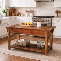 Kitchen Island: Some lifestyle images are created with AI for visualization purposes. Crafted from natural solid wood, each piece is unique and will vary.