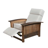 Kingston Reclaimed Barn Wood Reclining Chair - Slatted Side Style - Glaze #3 Finish