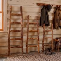 Aspen Log Ladders: Some lifestyle images are created with AI for visualization purposes. Crafted from natural solid wood, each piece is unique and will vary.