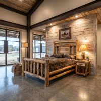 Rustic Log Bed: Some lifestyle images are created with AI for visualization purposes. Crafted from natural solid wood, each piece is unique and will vary.