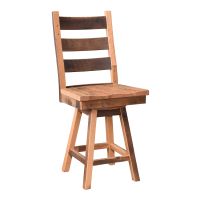 Reclaimed Barn Wood Ladderback 30" Bar Stool - Swivel Seat - Clear Finish