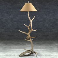 Rustic Elk & Moose Antler Floor Lamp
