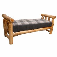 Beartooth Aspen Lounge Accent Bench - 60" - Natural Log - Whitehall Linen Main Fabric