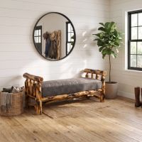 Aspen Log Bench: Some lifestyle images are created with AI for visualization purposes. Crafted from natural solid wood, each piece is unique and will vary.
