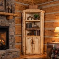 Display Cabinet: Some lifestyle images are created with AI for visualization purposes. Crafted from natural solid wood, each piece is unique and will vary.
