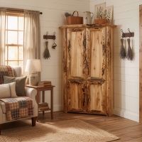 Cabinet: Some lifestyle images are created with AI for visualization purposes. Crafted from natural solid wood, each piece is unique and will vary.