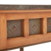 Copenhagen Hammered Copper Alma End Table - Light Wood Finish - Antique Copper Iron Finish