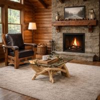 Rustic Coffee Table: Some lifestyle images are created with AI for visualization purposes. Crafted from natural solid wood, each piece is unique and will vary.