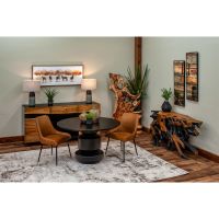 Solstice Round Dining Table - Black Walnut Tabletop - Ebony Top & Base Finish