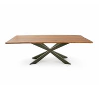 Matrix Natural Wood Dining Table - Live Edge Black Walnut Table Top - Natural Clear Table Top Finish - Black Steel Table Base