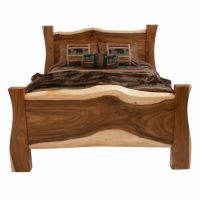 Live Edge Golden Walnut Slab Bed