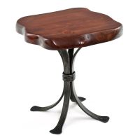 Live Edge Slab Side Table - Pine - Redwood Finish