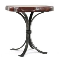 Live Edge Slab Side Table - Pine - Redwood Finish