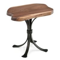 Live Edge Slab Side Table - Black Walnut - Clear Finish
