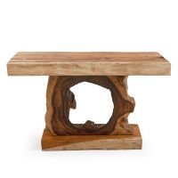 Live Edge Golden Walnut Slab Sofa Table