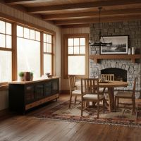 Rustic Sideboard: Some lifestyle images are created with AI for visualization purposes. Crafted from natural solid wood, each piece is unique and will vary.