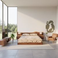 Live Edge Wood Bed: Some lifestyle images are created with AI for visualization purposes. Crafted from natural solid wood, each piece is unique and will vary.