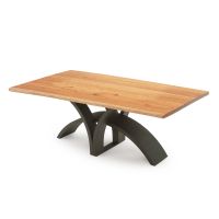 Bow & Arrow Natural Wood Dining Table - Live Edge Cherry Table Top - Natural Clear Table Top Finish - Black Steel Table Base