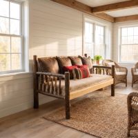 Hickory Daybed: Some lifestyle images are created with AI for visualization purposes. Crafted from natural solid wood, each piece is unique and will vary.