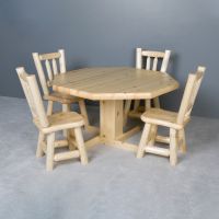 Northwoods Rustic Pine Log Reversible Top Poker Table & Optional Chairs - Clear Finish - Reversed Dining Top