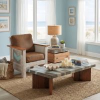 Rustic Lounge Chair: Some lifestyle images are created with AI for visualization purposes. Crafted from natural solid wood, each piece is unique and will vary.