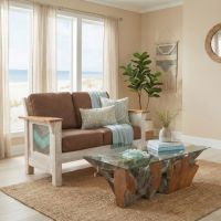 Rustic Loveseat: Some lifestyle images are created with AI for visualization purposes. Crafted from natural solid wood, each piece is unique and will vary.
