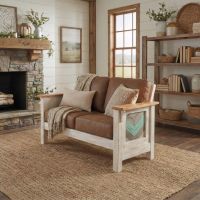 Rustic Loveseat: Some lifestyle images are created with AI for visualization purposes. Crafted from natural solid wood, each piece is unique and will vary.
