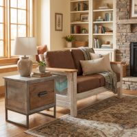 Rustic Loveseat: Some lifestyle images are created with AI for visualization purposes. Crafted from natural solid wood, each piece is unique and will vary.