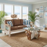 Rustic Barnwood Sofa: Some lifestyle images are created with AI for visualization purposes. Crafted from natural solid wood, each piece is unique and will vary.
