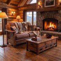 Rustic Barnwood Loveseat: Some lifestyle images are created with AI for visualization purposes. Crafted from natural solid wood, each piece is unique and will vary.