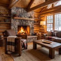 Rustic Barnwood Lounge Chair: Some lifestyle images are created with AI for visualization purposes. Crafted from natural solid wood, each piece is unique and will vary.