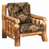 Aspen Highlands Rustic Log Cushioned Chair - Bradley Fabric