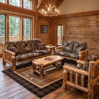 Rustic Loveseat: Some lifestyle images are created with AI for visualization purposes. Crafted from natural solid wood, each piece is unique and will vary.