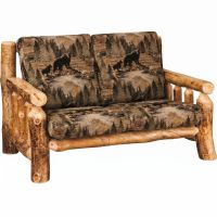 Aspen Highlands Rustic Log Cushioned Loveseat- Bradley Fabric