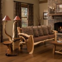 Double Log Floor Lamp: Some lifestyle images are created with AI for visualization purposes. Crafted from natural solid wood, each piece is unique and will vary.