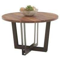 Luxe Natural Wood Round Dining Table - Flat Edge Black Walnut Tabletop - Natural Clear Finish