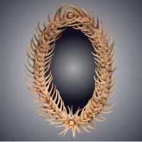 Oval Antler Forked Mirror shown in Sun Bleached Finish