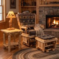 Rustic Lamp: Some lifestyle images are created with AI for visualization purposes. Crafted from natural solid wood, each piece is unique and will vary.