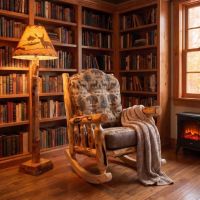 Rustic Floor Lamp: Some lifestyle images are created with AI for visualization purposes. Crafted from natural solid wood, each piece is unique and will vary.