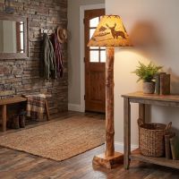 Rustic Floor Lamp: Some lifestyle images are created with AI for visualization purposes. Crafted from natural solid wood, each piece is unique and will vary.