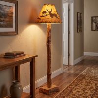 Rustic Floor Lamp: Some lifestyle images are created with AI for visualization purposes. Crafted from natural solid wood, each piece is unique and will vary.