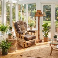 Rustic Floor Lamp: Some lifestyle images are created with AI for visualization purposes. Crafted from natural solid wood, each piece is unique and will vary.