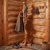 Log Coat Rack: Some lifestyle images are created with AI for visualization purposes. Crafted from natural solid wood, each piece is unique and will vary.