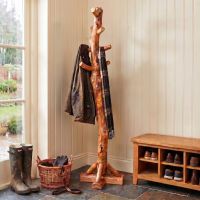 Log Coat Rack: Some lifestyle images are created with AI for visualization purposes. Crafted from natural solid wood, each piece is unique and will vary.